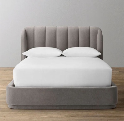 Фото Двуспальная кровать Valentina Platform серого цвета