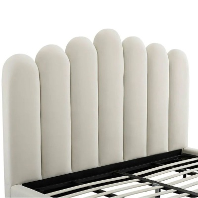 Фото Двуспальная кровать с изголовьем Celine серого цвета