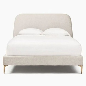 Фото Двуспальная кровать с мягким изголовьем Camilla серого цвета