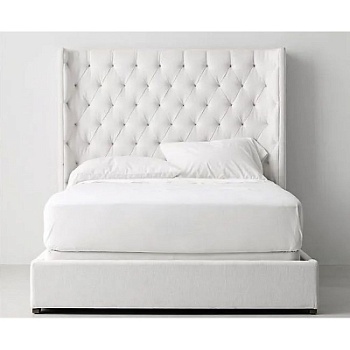 Фото Двуспальная кровать с высоким изголовьем Zadie Tufted белого цвета