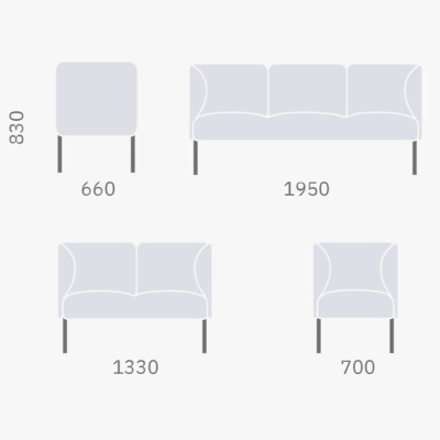 Фото Двухместный диван TORSO серого цвета