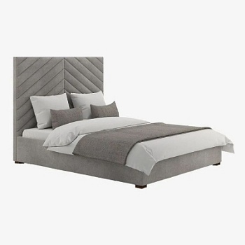 Фото Двуспальная кровать с высоким изголовьем Memphis серого цвета