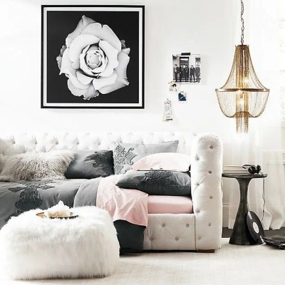 Фото Детская кровать Tribeka Tufted белого цвета