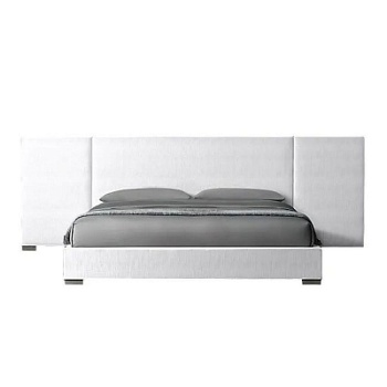 Фото Двуспальная кровать с высоким изголовьем Modena Extended Panel Nontufted белого цвета