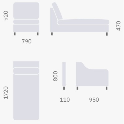 Фото Диван KELDA  серого цвета