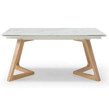 Фото Стол раскладной SORRENTO 160-220, белая керамика/ясень