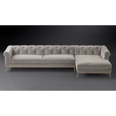 Фото Угловой диван Modena Chesterfield Oak серого цвета