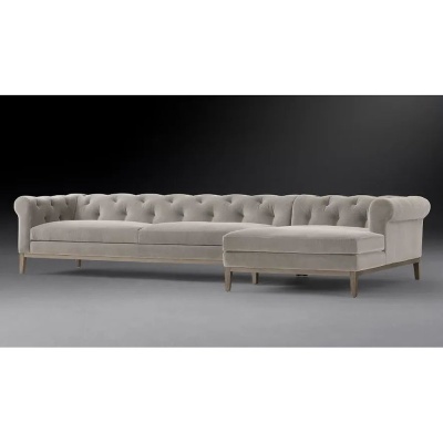 Фото Угловой диван Modena Chesterfield Oak серого цвета