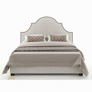 Фото Двуспальная кровать мягкая Cheresse серого цвета