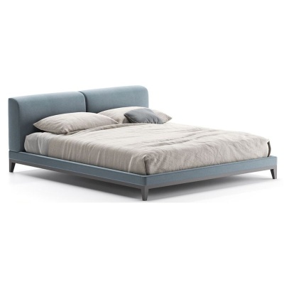 Фото Двуспальная кровать Infinity серо-синего цвета