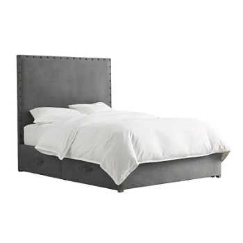 Фото Двуспальная кровать Axel Tall Storage серый цвета