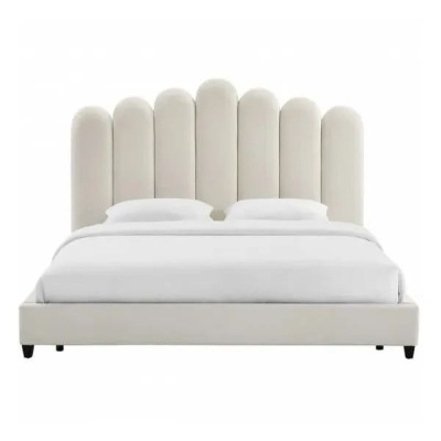 Фото Двуспальная кровать с изголовьем Celine серого цвета