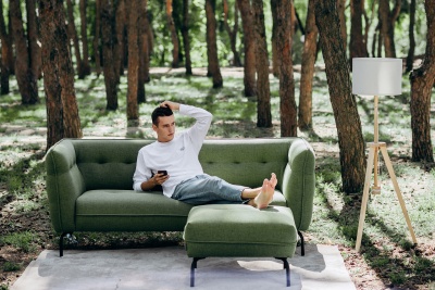 Фото Угловой диван LUMISATU серого цвета