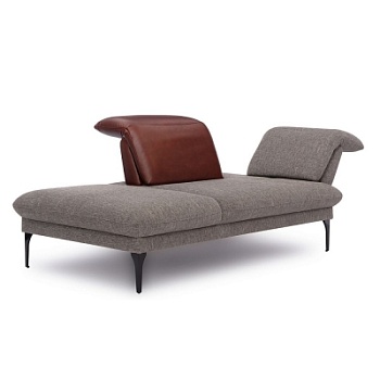 Фото Кушетка SOLVEIG серого цвета с кожаным подголовником