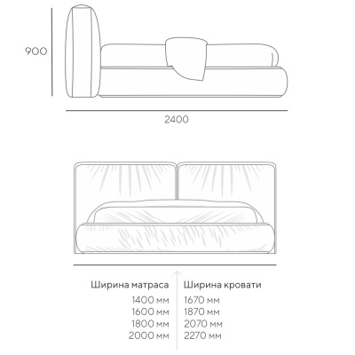 Фото Кровать SOFT-1  серого цвета