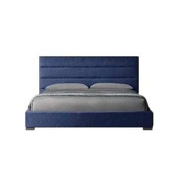 Фото Двуспальная кровать с мягким изголовьем Modena Horizon синего цвета