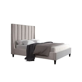 Фото Двуспальная кровать с мягким изголовьем Odina серого цвета