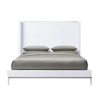 Фото Двуспальная кровать с мягким изголовьем Italia Shelter белого цвета