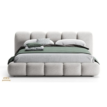 Фото Двуспальная кровать Fluffy серого цвета