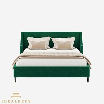 Фото Двуспальная кровать с боковой спиной Kelly зеленого цвета