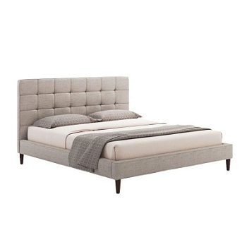 Фото Двуспальная кровать с высоким изголовьем Mid Century серого цвета