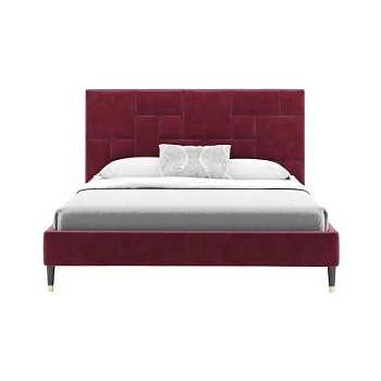 Фото Двуспальная кровать с изголовьем Cali цвета бордо