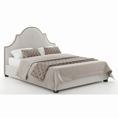 Фото Двуспальная кровать мягкая Cheresse серого цвета