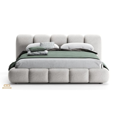 Фото Двуспальная кровать Fluffy серого цвета