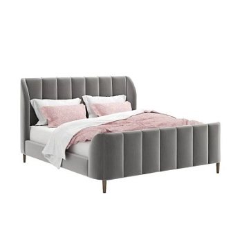 Фото Двуспальная кровать с изголовьем Valentina темно-серого цвета