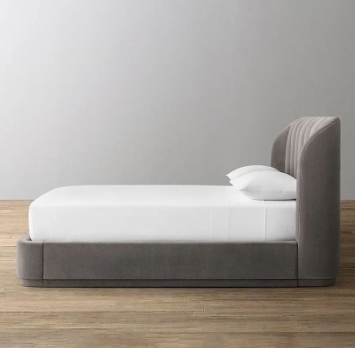 Фото Двуспальная кровать Valentina Platform серого цвета