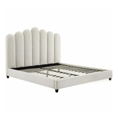 Фото Двуспальная кровать с изголовьем Celine серого цвета