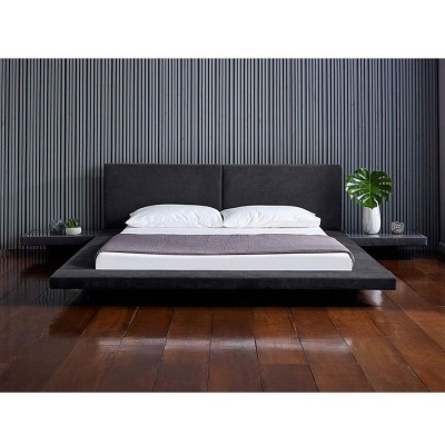 Фото Двуспальная кровать мягкая Harmonia темно-серого цвета