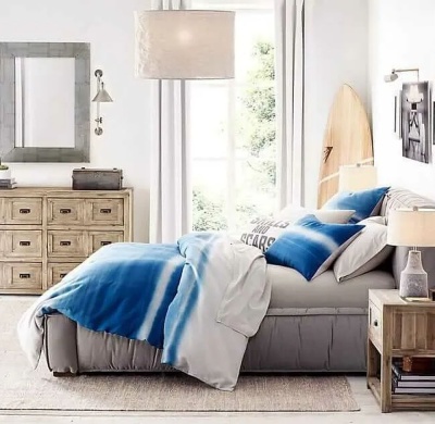 Фото Двуспальная кровать премиум-класса Sona серого цвета