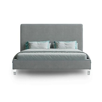 Фото Двуспальная кровать с мягким изголовьем Melony серого цвета